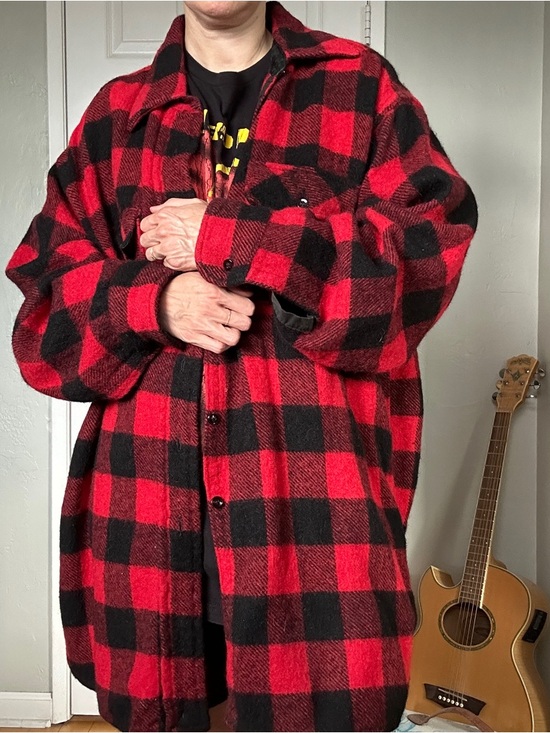 Vintage Sears Kings Road 70’s Red & Black Plaid Shirt Jacket XL